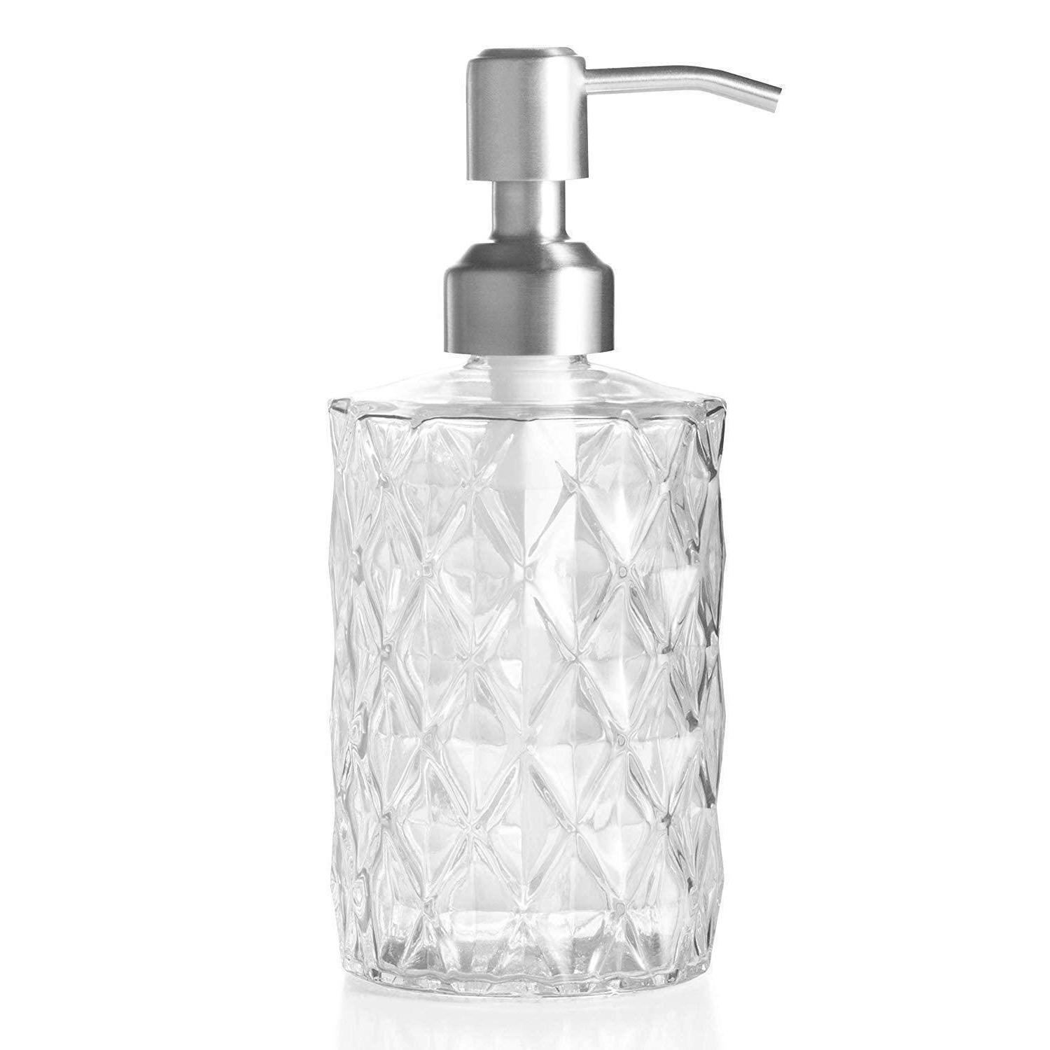 SEIFENSPENDER Glas Transparent mit Edelstahlpumpe 340 ml - Transparent, Glas (7.4/12.7/12.7cm)