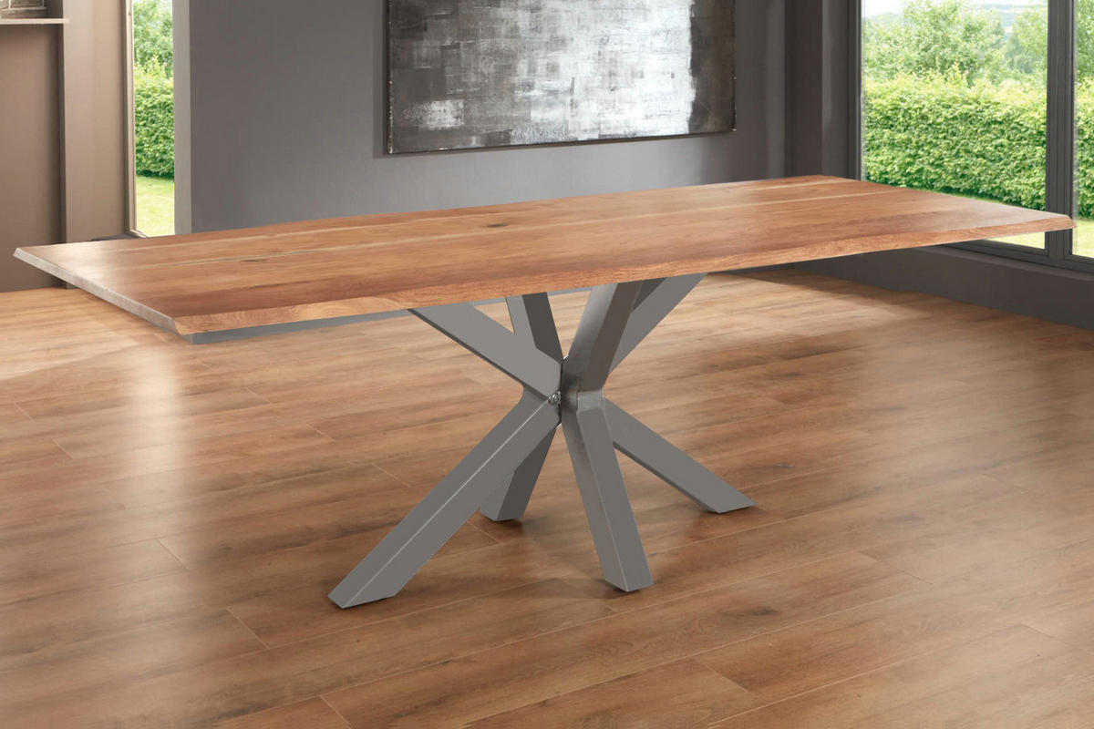 ESSTISCH SPYRO - Beige/Silberfarben, Holz/Metall (100/300/76cm) - SAM