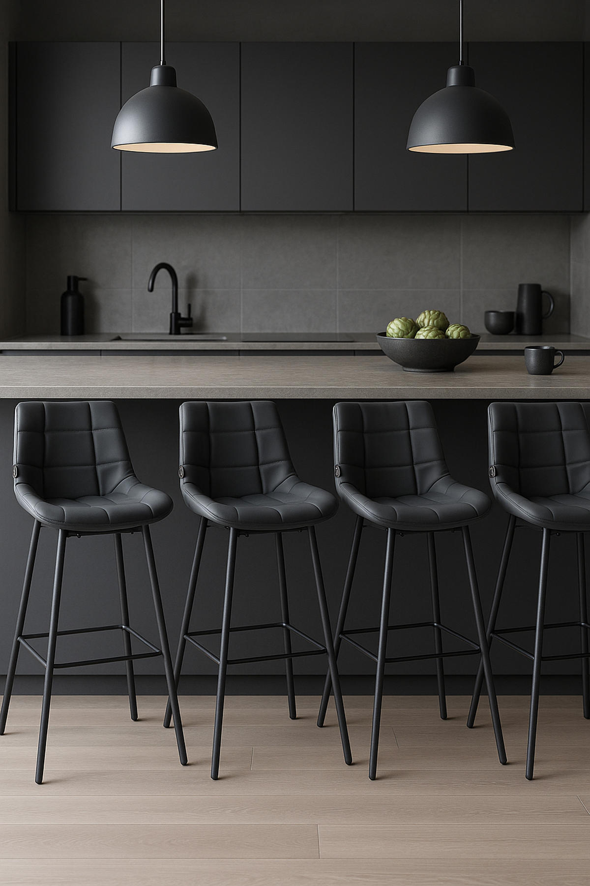 BARHOCKER Welton Schwenkbar Kunstleder grau - Schwarz/Grau, Kunststoff/Metall (49/105/56cm) - TPFLiving