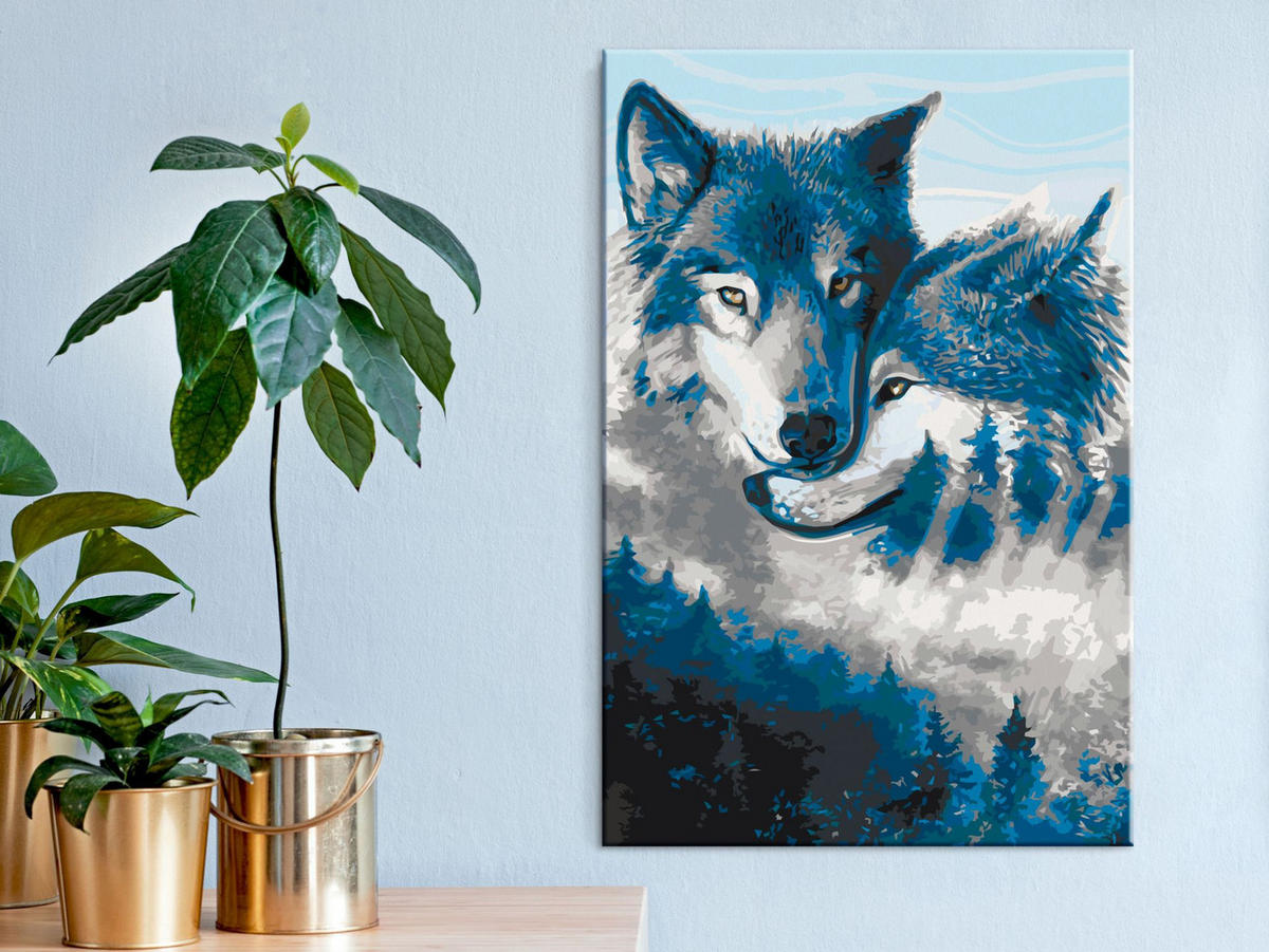 MALEN NACH ZAHLEN 40/50 cm - Blau/Grau, Textil (1.4/50cm) - KUNSTLOFT