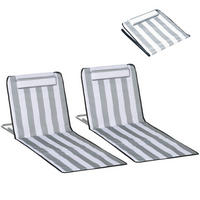 SONNENLIEGE 2er-Set, Kopfstütze und Tragetasche, 134 x 48 x 33–43 cm, Weiß und Grau - Grau, Metall (48/43/134cm) - Vallsero