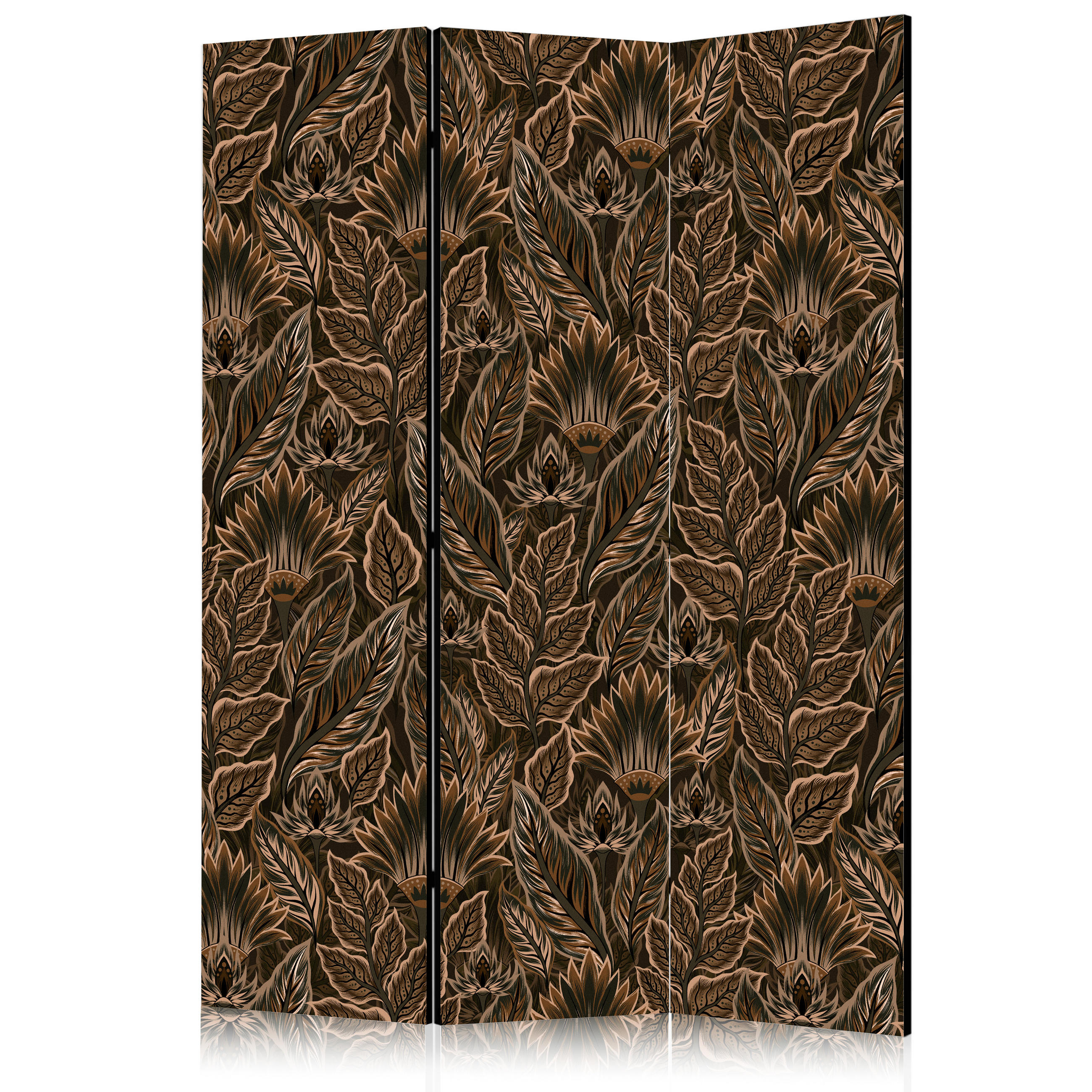 PARAVENT Beidseitig Bedruckter 3-tlg 135x172 cm Braune Bl tter - Braun, Holz/Textil (135/172/3cm) - Muralo