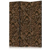 PARAVENT Beidseitig Bedruckter 3-tlg 135x172 cm Braune Bl tter - Braun, Holz/Textil (135/172/3cm) - Muralo