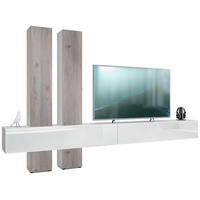 WOHNWAND Moja Türen in Eiche Nordic - Silbereichenfarben, Holzwerkstoff (330/204/39cm) - Vladon