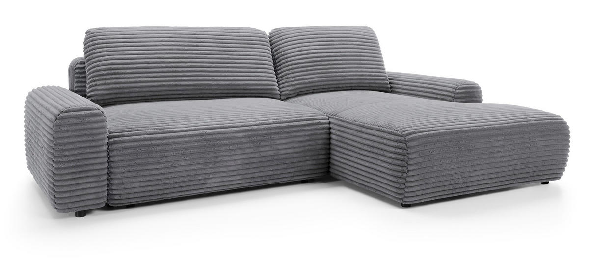 ECKSOFA 260 cm Cantara mit Cordstoff, Bettkasten, Rechts, Dunkelgrau - Dunkelgrau, Holz (162/264cm) - Emporius