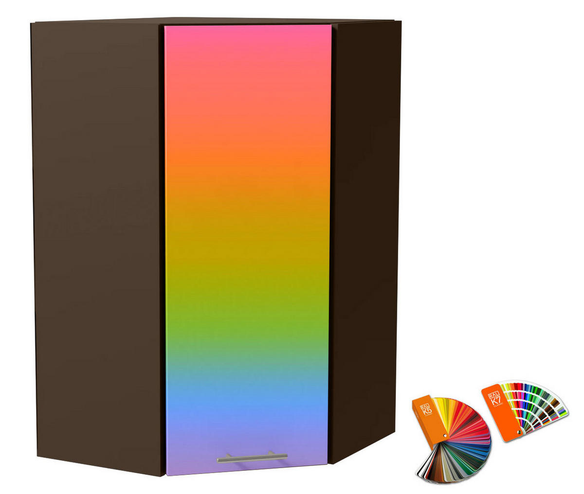 ECKHÄNGESCHRANK Brerra RAL Wunschfarbe (K5/K7) / Lava Matt 60 / 60 / 96cm - Dunkelgrau/Multicolor, Holz/Holzwerkstoff (60/96/60cm) - Feldmann-Wohnen