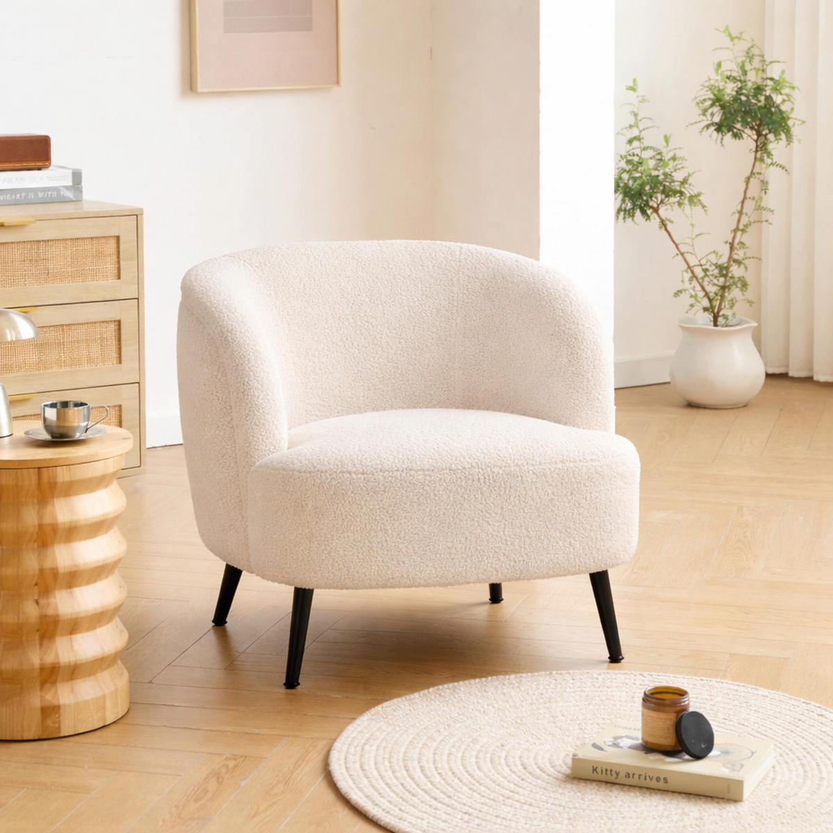 SESSEL Wolle Weiß - Weiß, Textil (80/80/72cm) - Nordlys