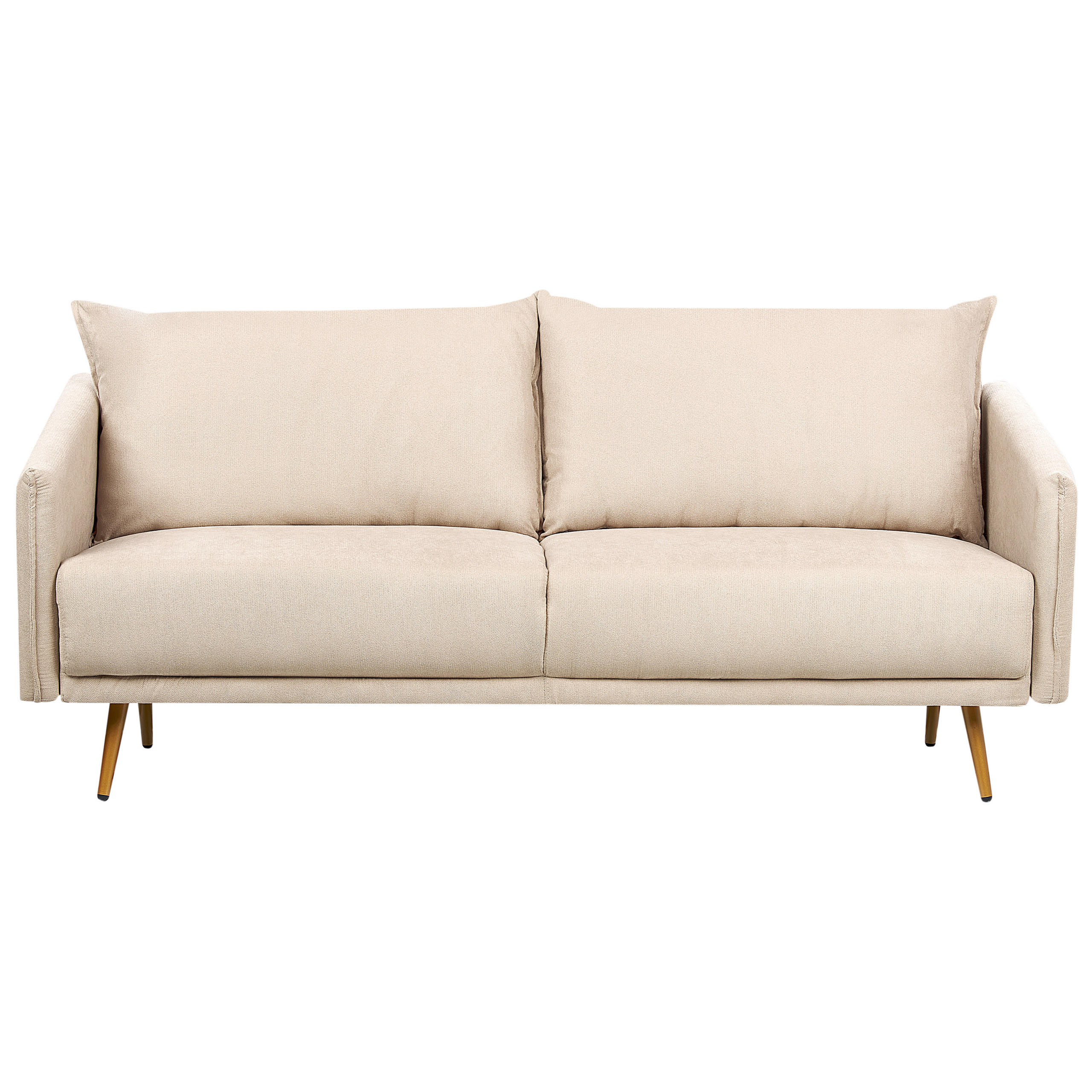 3-SITZER-SOFA Samtstoff beige mit goldenen Beinen Maura - Beige/Goldfarben, Textil (185/83/78cm) - Beliani