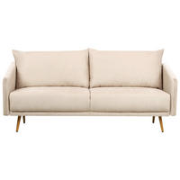 3-SITZER-SOFA Samtstoff beige mit goldenen Beinen Maura - Beige/Goldfarben, Textil (185/83/78cm) - Beliani