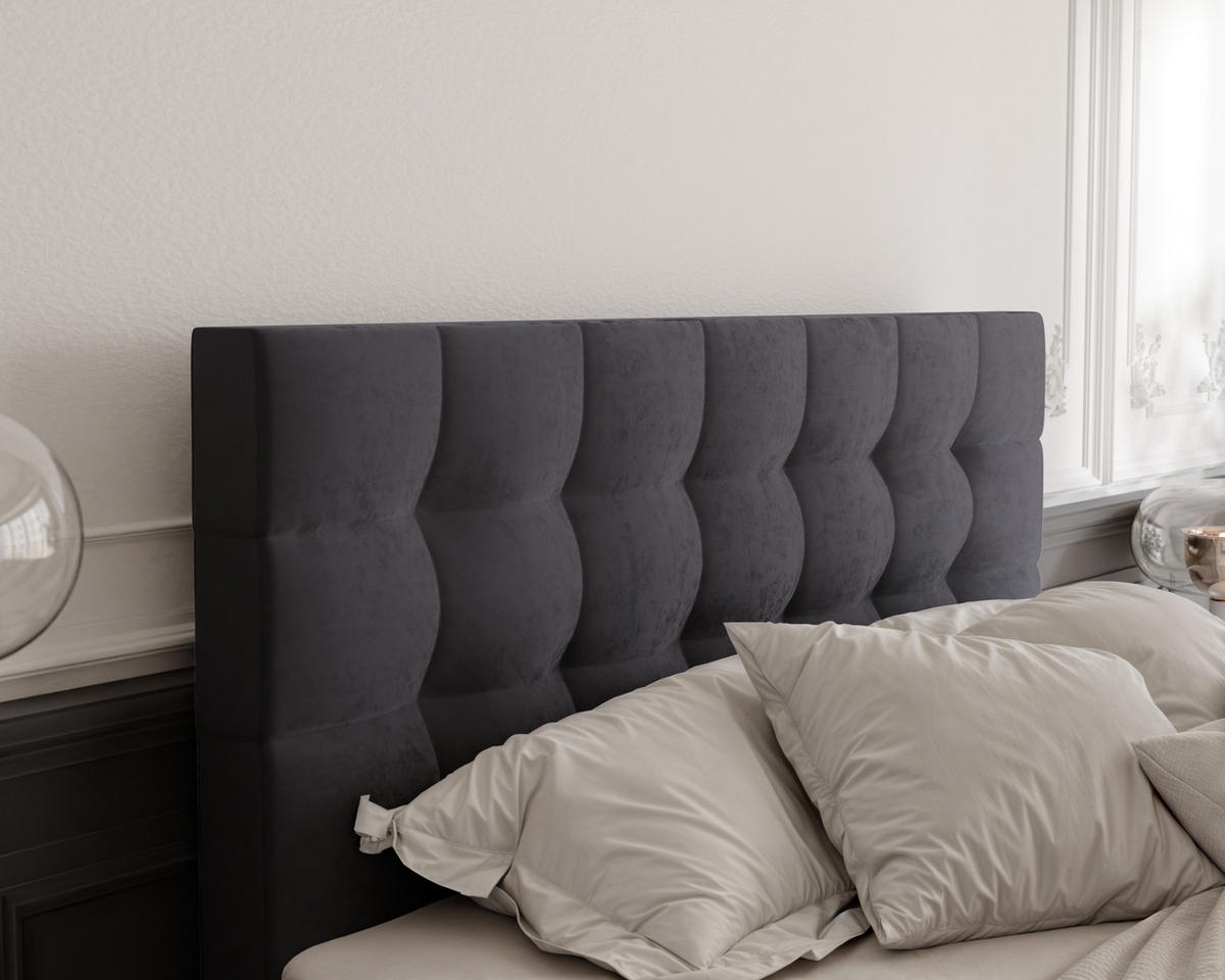 BOXBETT GRAND 140/200 cm, in Dunkelgrau, mit Matratze und Topper - Dunkelgrau, Holzwerkstoff/Textil (140/200cm) - Idohome