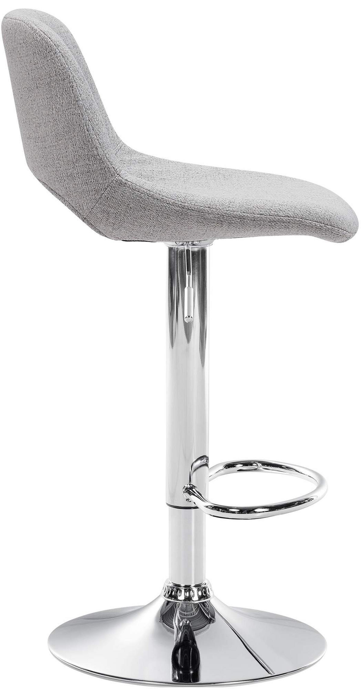 BARHOCKER 2er Set Stoff hellgrau - Chromfarben/Hellgrau, Textil/Metall (42/86/46cm) - CLP