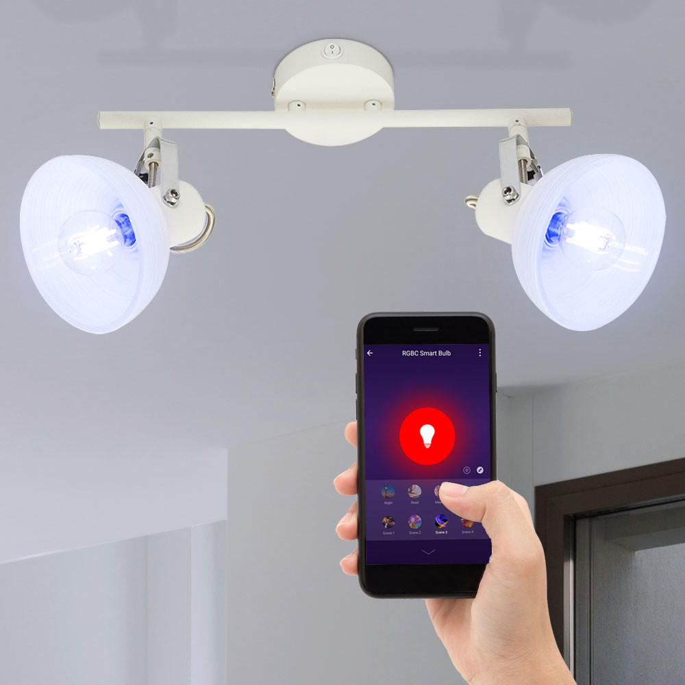 LED DECKENLEUCHTE AMORY Weiß beweglich App-Steuerung - Weiß, Glas (35/12.2/23cm) - Globo Lighting