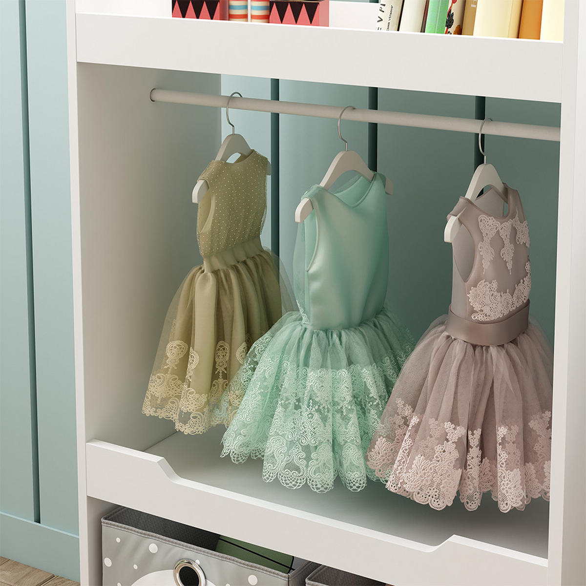 KINDERKLEIDERSCHRANK Conny Weiß 67 x 110 cm mit Kleiderstange - Weiß, Holzwerkstoff (67/110/38cm) - Vicco