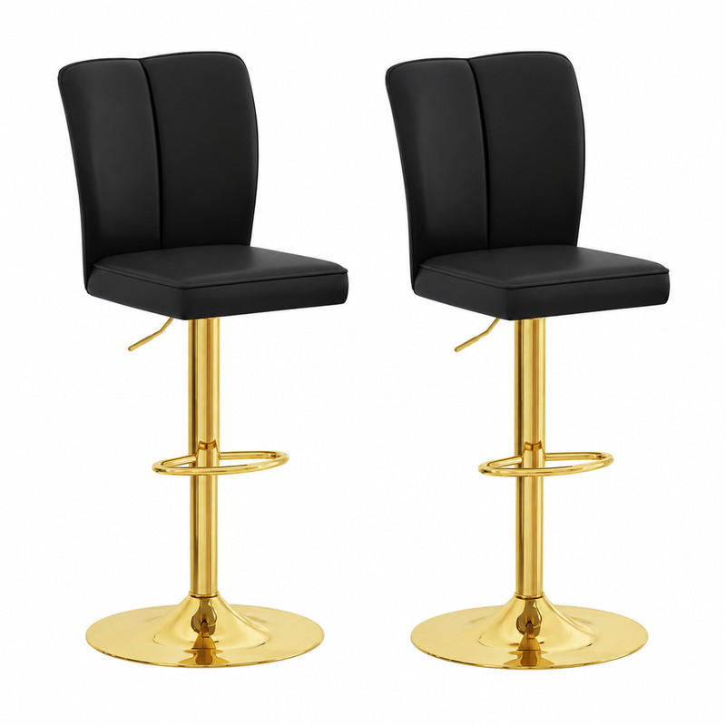 BARHOCKER höhenverstellbar drehbar 63-85 cm Schwarz-Gold 2er-Set - Goldfarben, Metall (44/117.5/44.5cm) - Meubliv