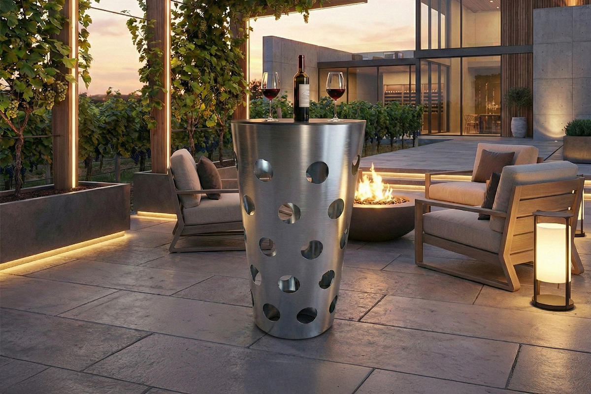 BARTISCH VINO Silber Metall - Silberfarben, Metall (65/65/111cm) - KAWOLA