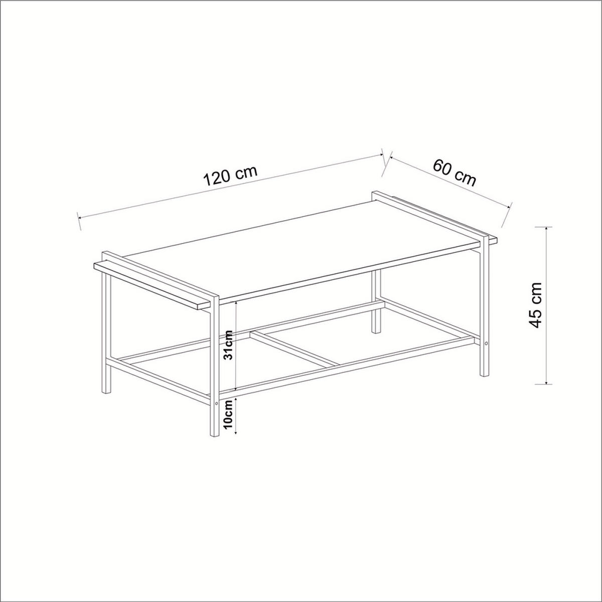 COUCHTISCH Lara mit Metallfüße Anthrazit 9185 - Anthrazit, Holzwerkstoff/Metall (60/120/45cm) - moebel17