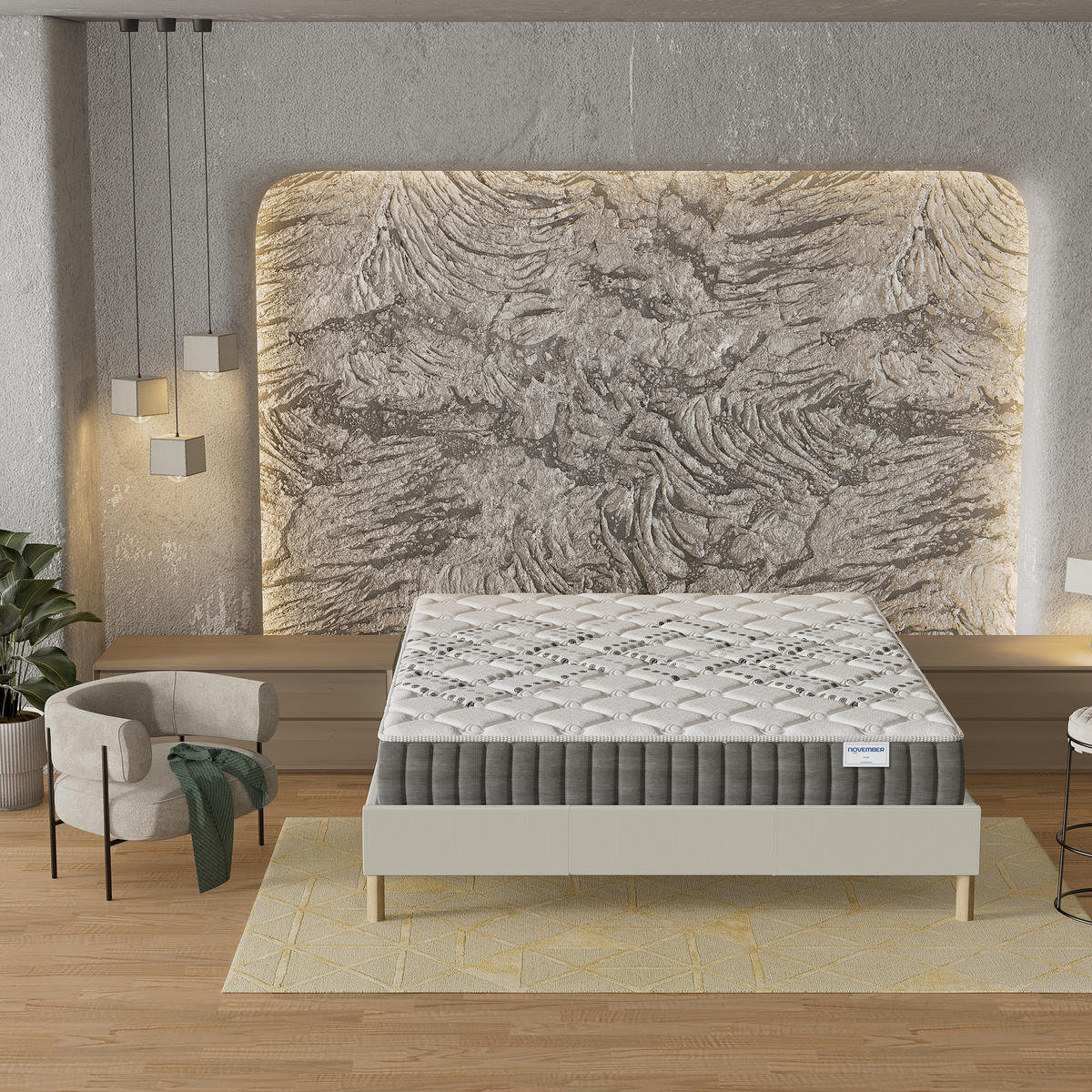 TASCHENFEDERKERNMATRATZE höhe 20cm 180x200cm - Weiß, Naturmaterialien (180/200cm) - November Sleep