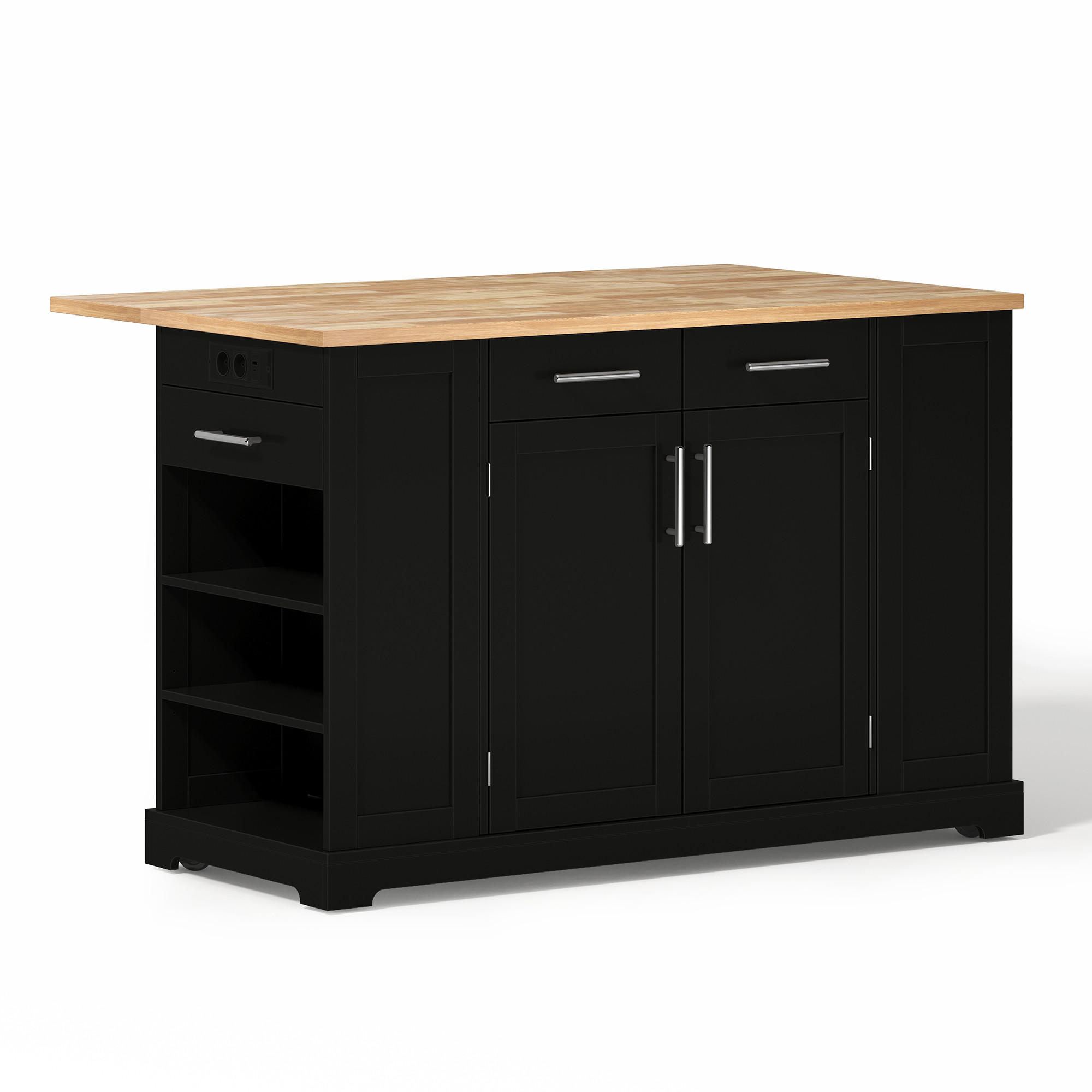 ComfortXL Kücheninsel Natur, Schwarz 138x92x86 cm
