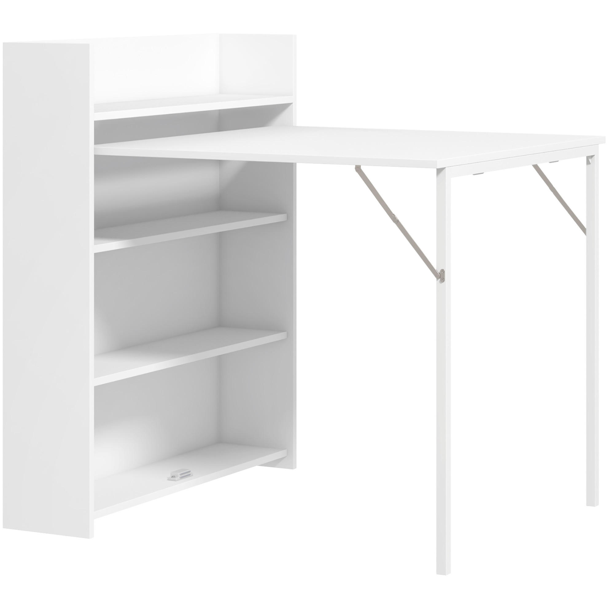 KLAPPTISCH 78,5/91/93 cm, seitlich ausklappbar, platzsparend für 3 Personen - Weiß, Holz (91/78.5/93cm) - BEAOK