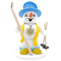RAUCHFIGUR Schneemann Weiß Skifahrer 19 cm - Multicolor, Holz (15/19/0.1cm)