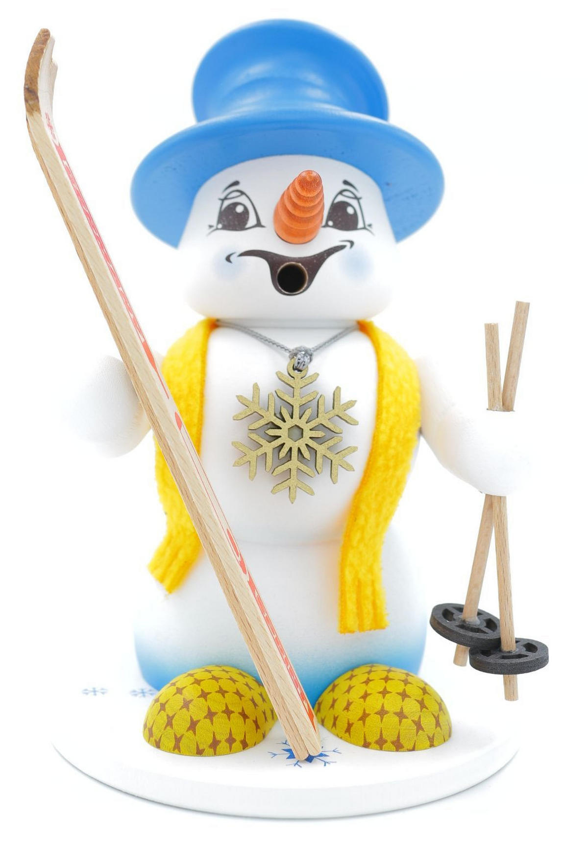 RAUCHFIGUR Schneemann Weiß Skifahrer 19 cm - Multicolor, Holz (15/19/0.1cm)