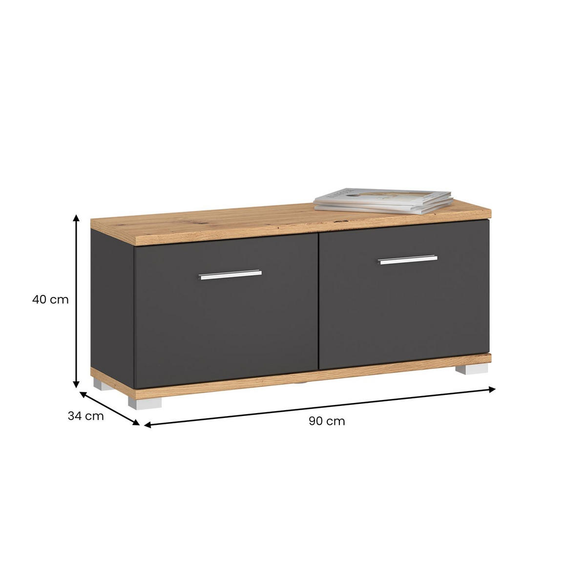 SITZBANK BILBAO - Dunkelgrau, Holzwerkstoff (90/40/34cm) - CARO-Möbel