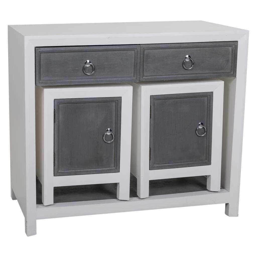 KONSOLE und HOCKER aus Holz, 3er-Set, grau - Multicolor, Holz (40/90/76cm) - Wanderlust