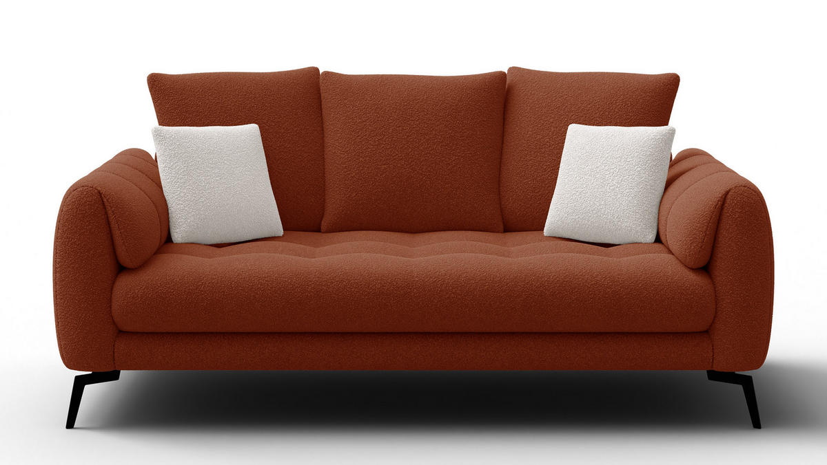 SOFA CALME 2,5-Sitzer, dunkelorange - Dunkelorange, Holz/Textil (199/92/108cm) - Courtois Laville