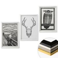 WANDBILDER 3er-Set - 40x60 cm Weißer Rahmen - Grafiken mit schreiendem Totenkopf-Eulen - Weiß, Kunststoff (40/60cm) - ArtPrintCave