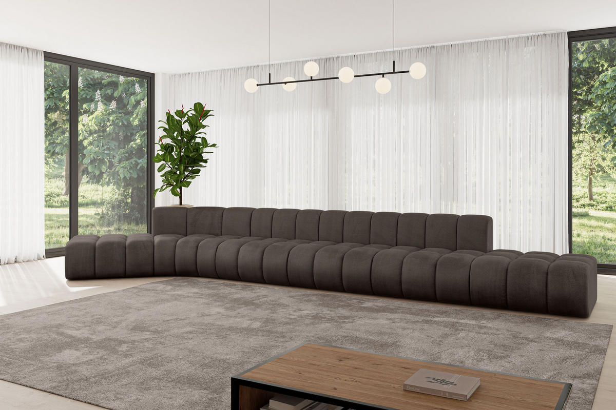 ECKSOFA modulares Sofa Solven-L3 - 562x174x70 cm Braun - Braun, Holzwerkstoff/Textil (562/174cm) - ALTDECOR