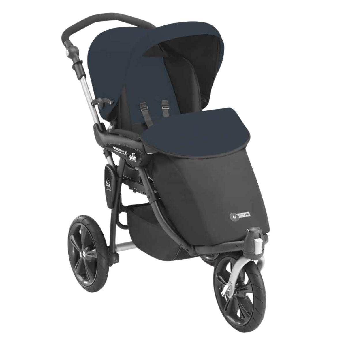 KOMBI-KINDERWAGEN 3-in-1 Cortina X3 tris inkl. Babyschale, Fusssack & Wickeltasche - Blau, Kunststoff (61/118/119cm) - Cam il Mondo del Bambino S.p.A.