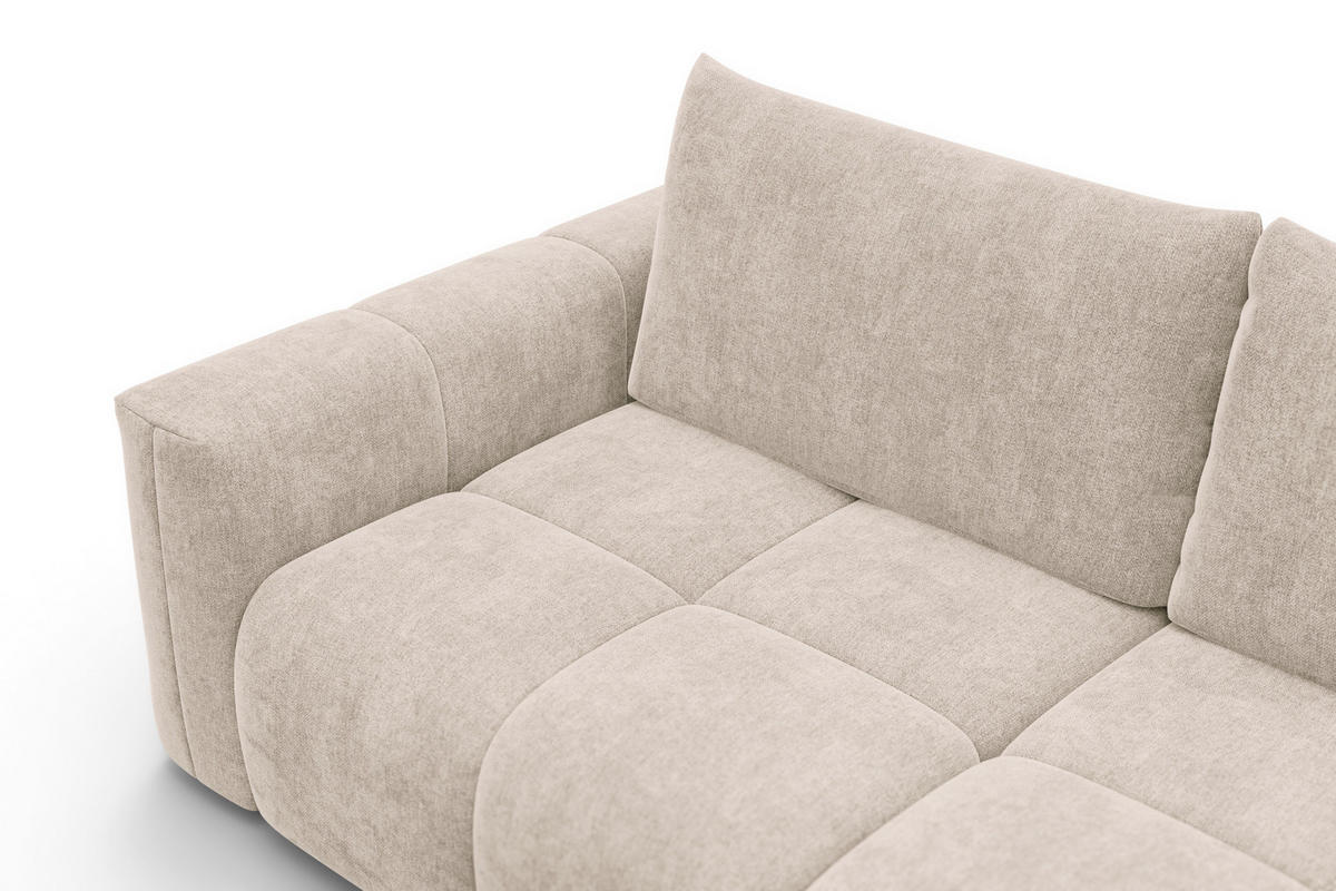 ECKSOFA VERONA 3-Sitzer rechts, Beige - Beige/Schwarz, Holz/Textil (224/173cm) - Courtois Laville