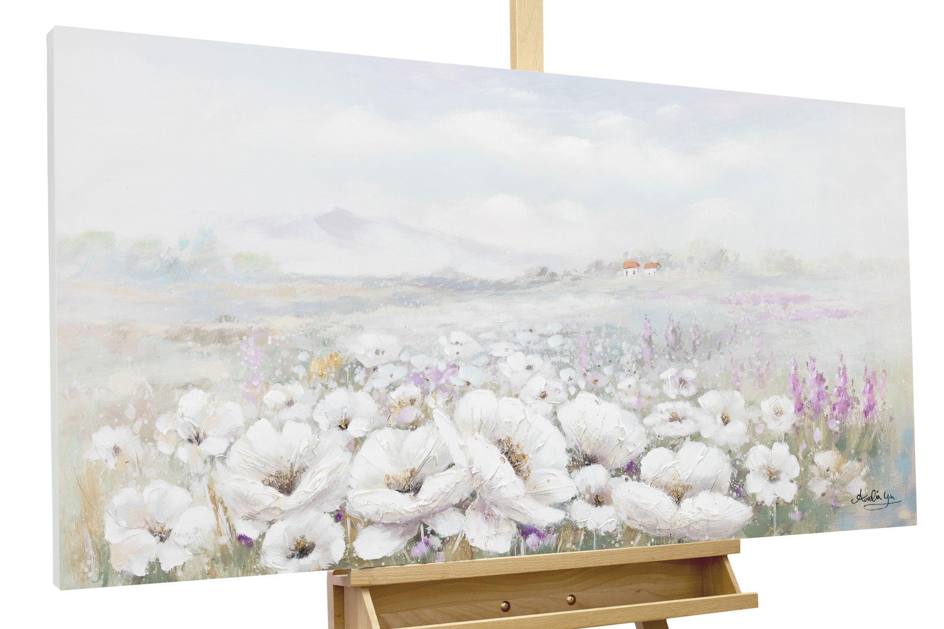 KUNSTLOFT RUČNĚ MALOVANÝ AKRYLOVÝ OBRAZ ZELENÝ/ŠEDÝ, 120/60 CM