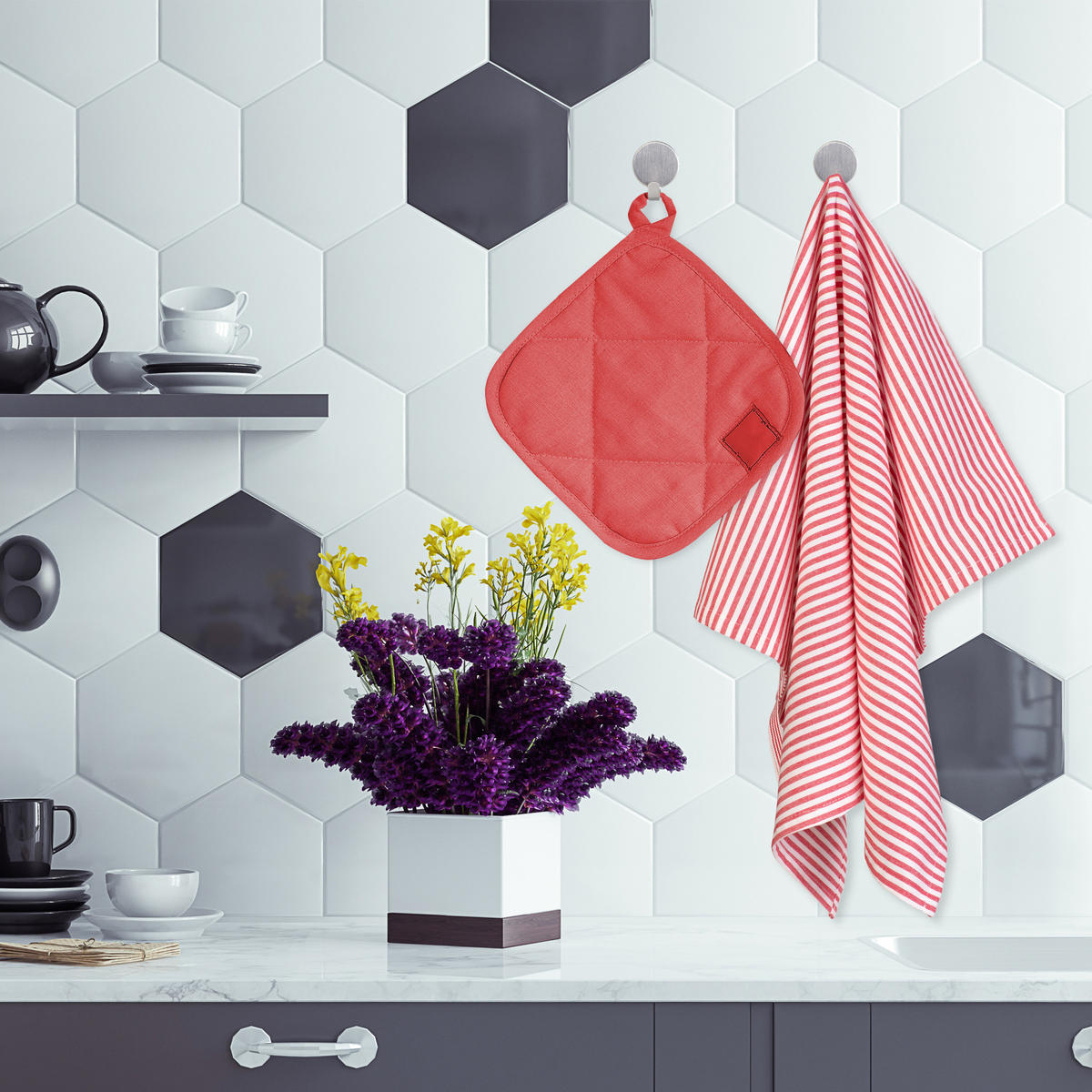 24XKLEBEHAKEN - Silberfarben, Metall (2/2.5/1.5cm) - Relaxdays