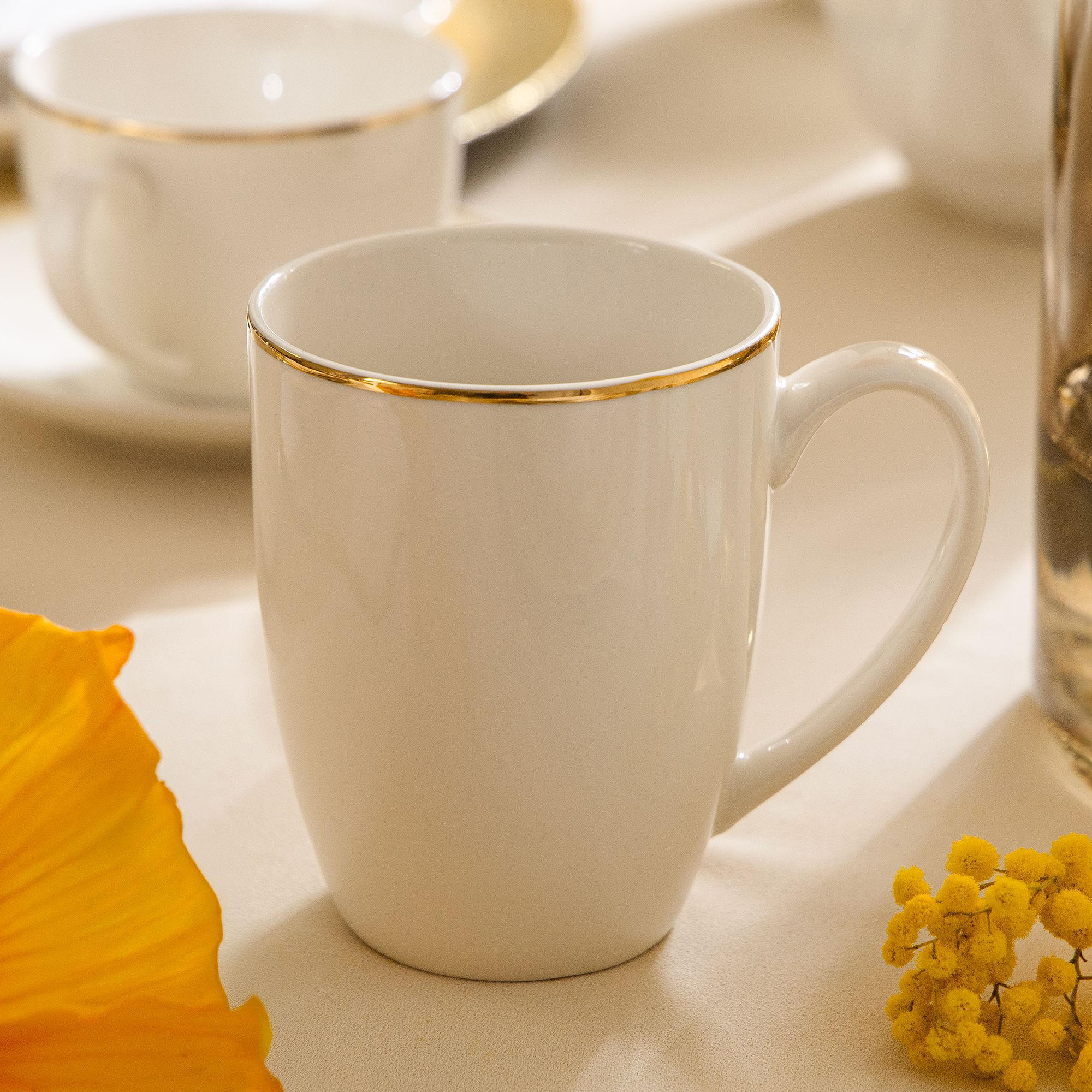 BECHER-SET AD BELLA, 6-tlg - Ecru/Goldfarben, Keramik (0.4L) - KONSIMO®