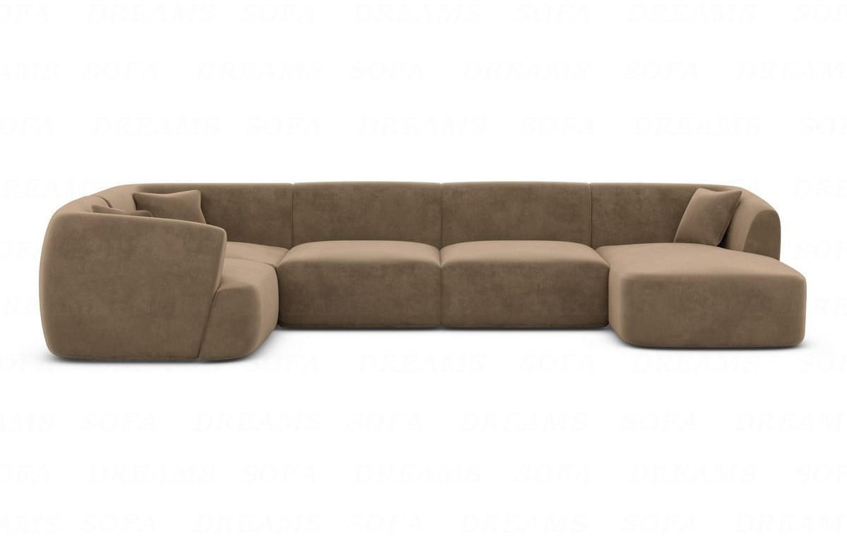 WOHNLANDSCHAFT Azura Braun Samtstoff - Braun, Kunststoff (325/78/177cm)