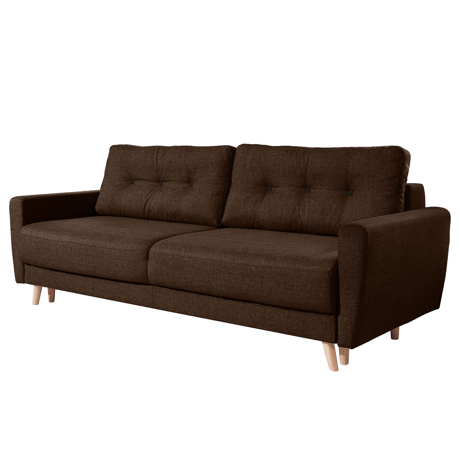 3-SITZER SOFA - Hellbraun/Dunkelbraun, Textil (220/90/90cm) - home24