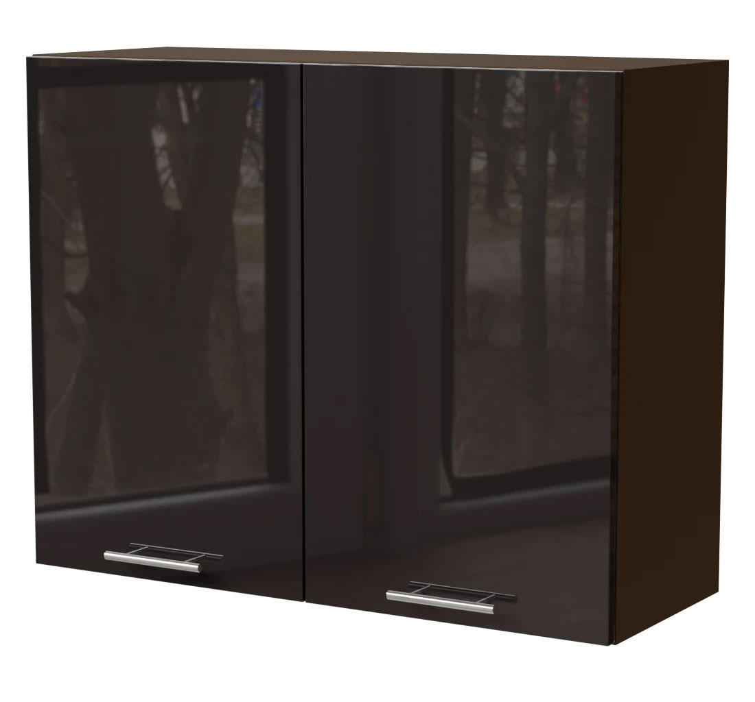 Feldmann-Wohnen Küchenhängeschrank Schwarz Hochglanz, Dunkelgrau 90x72x32.5 cm