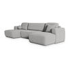 WOHNLANDSCHAFT SENTUM N Hellgrau Boucle-Stoff mit Schlaffunktion - Hellgrau, Holz (330/90/148cm) - MASSENO