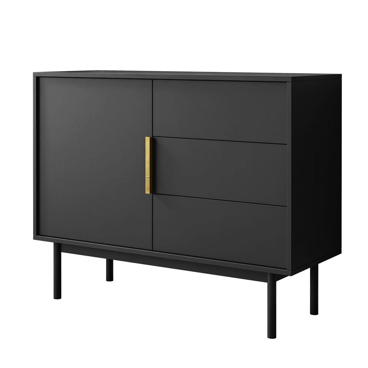 KOMMODE MIRACLE 1D3S mit Schubladen eintrürig Schwarz - Schwarz, Holzwerkstoff (104/82/39cm) - Lookway