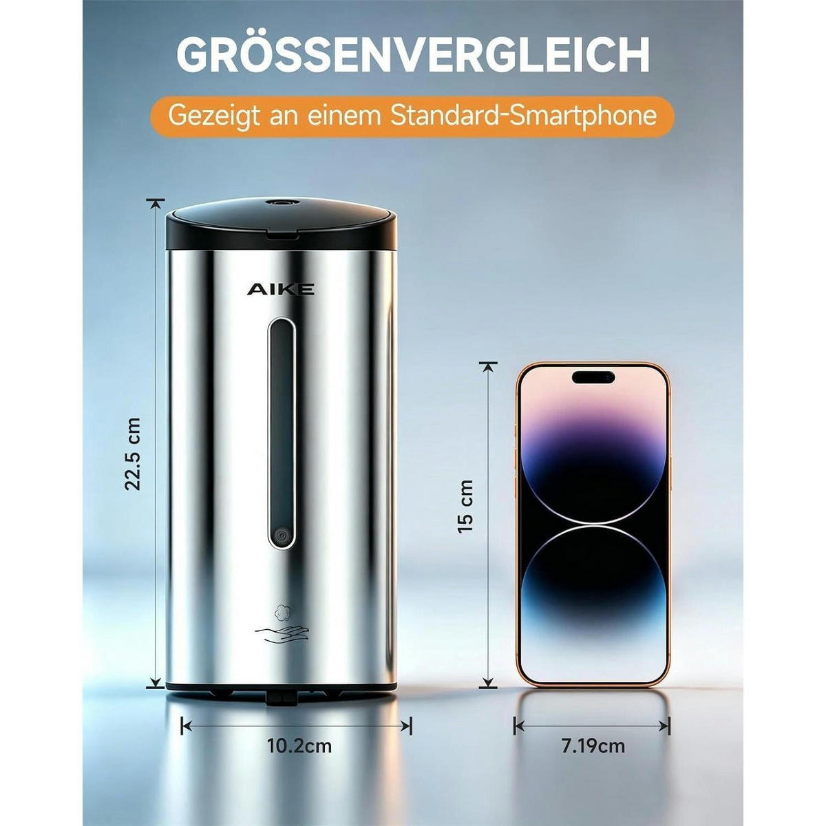SCHAUMSEIFENSPENDER Edelstahl Hochglanz 750ML Wandmontage - Silberfarben, Metall (10.9/10.8/22.1cm)