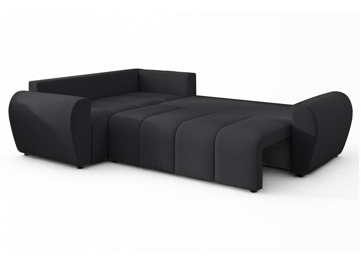 ECKSOFA L Form Malatya MAX Schwarz 246/145/80 cm stilvolle mit Schlaffunktion L - Schwarz, Kunststoff/Textil (175/235cm) - AX Living