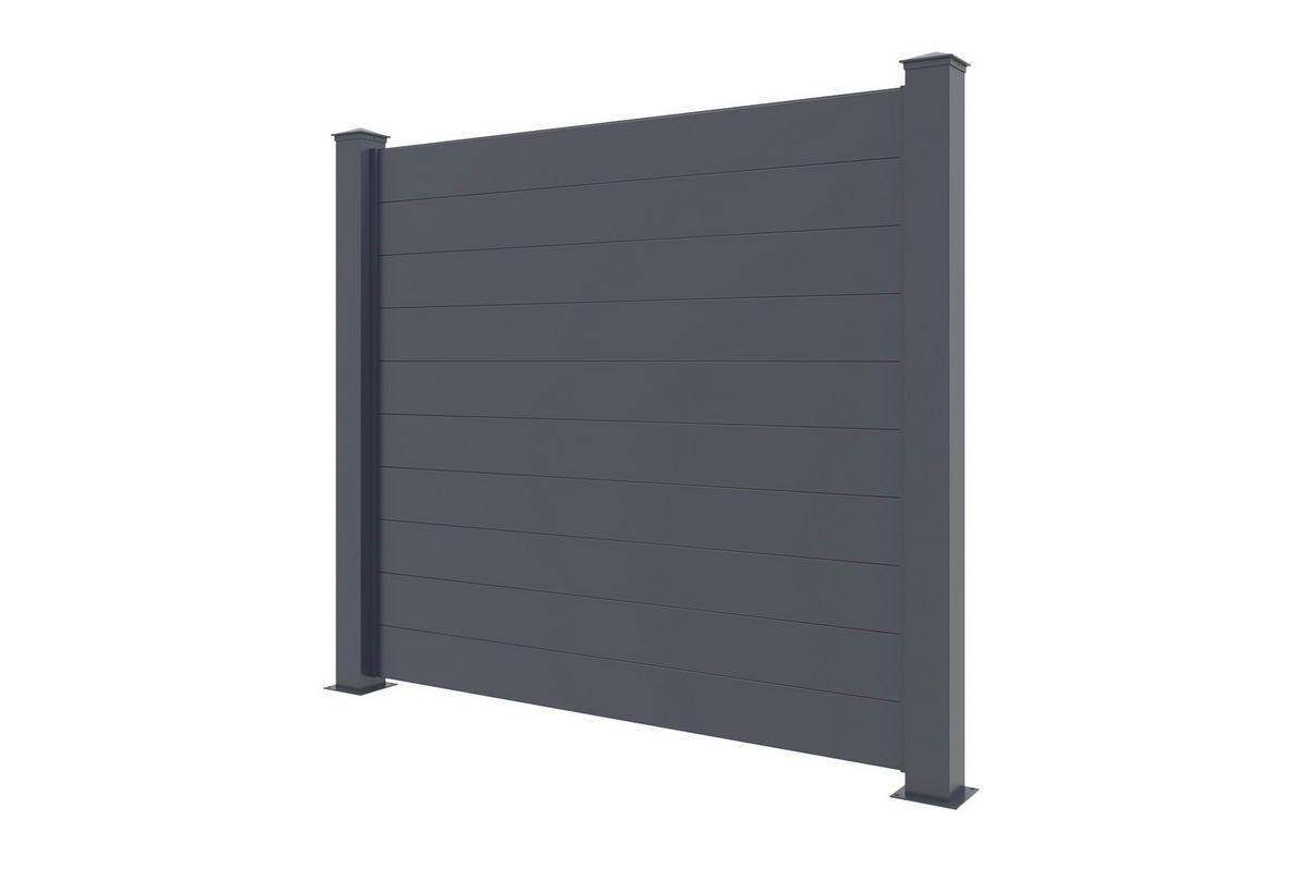SICHTSCHUTZZAUN Niesen grau 1,9m H.170cm aluminium - Grau, Metall (189/166cm) - Casanoov