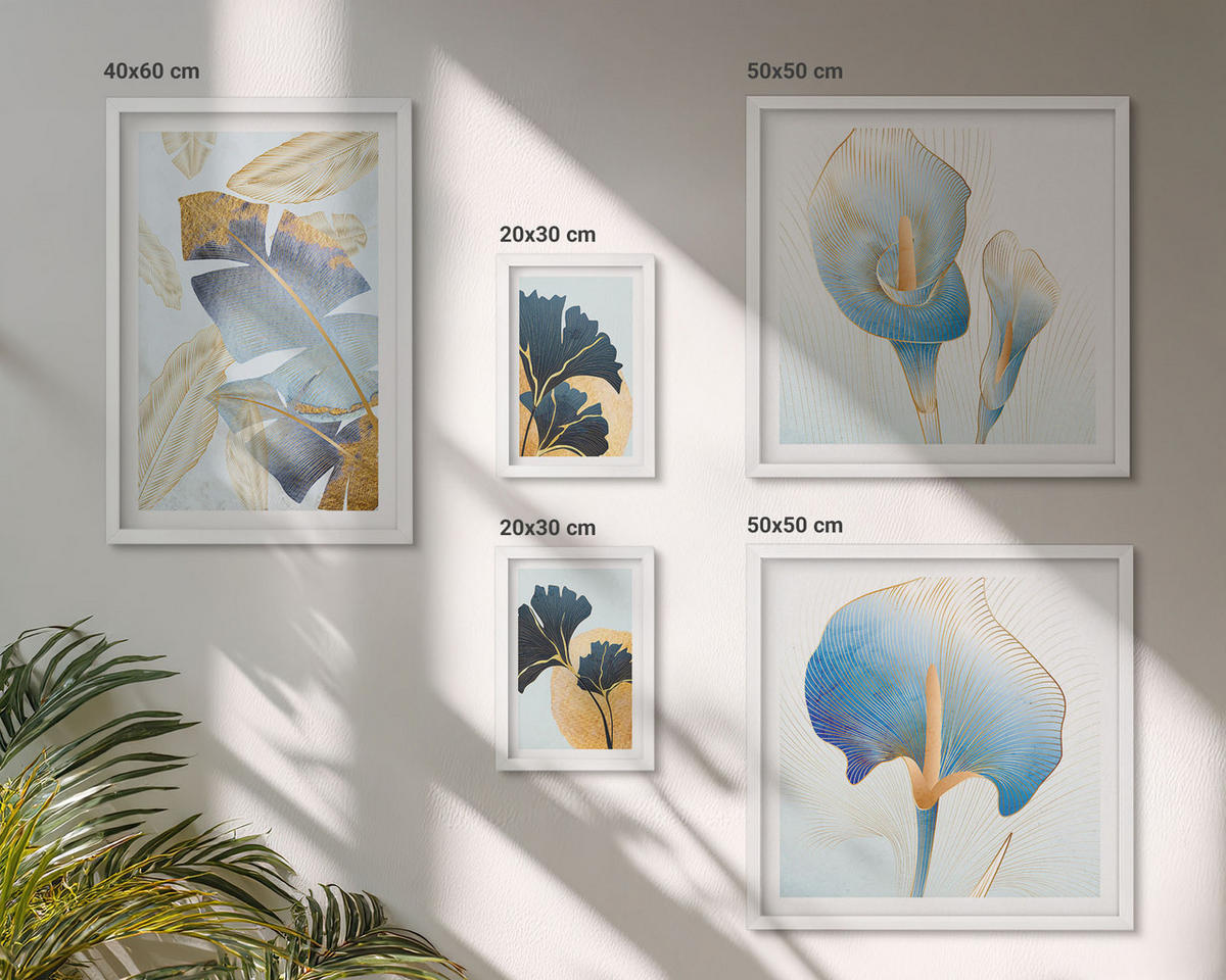 WANDBILDER 5er-Set - 50x50 cm & 20x30 cm & 40x60 cm Weißer Rahmen - Zitronenweinporträt Kahlo - Weiß, Kunststoff (40/60cm) - ArtPrintCave