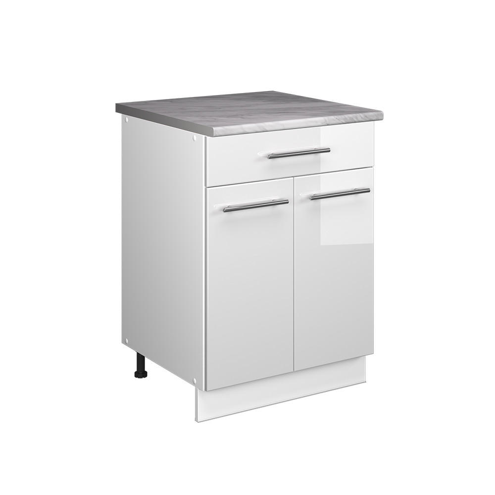 UNDERSK&Aring;P F&Ouml;R DISKHO/SPISH&Auml;LL Fame-Line, Vit h&ouml;gblank/Vit, 60 cm med l&aring;da, AP marmor Vit h&ouml;gglans, Vit 82/60/60 cm