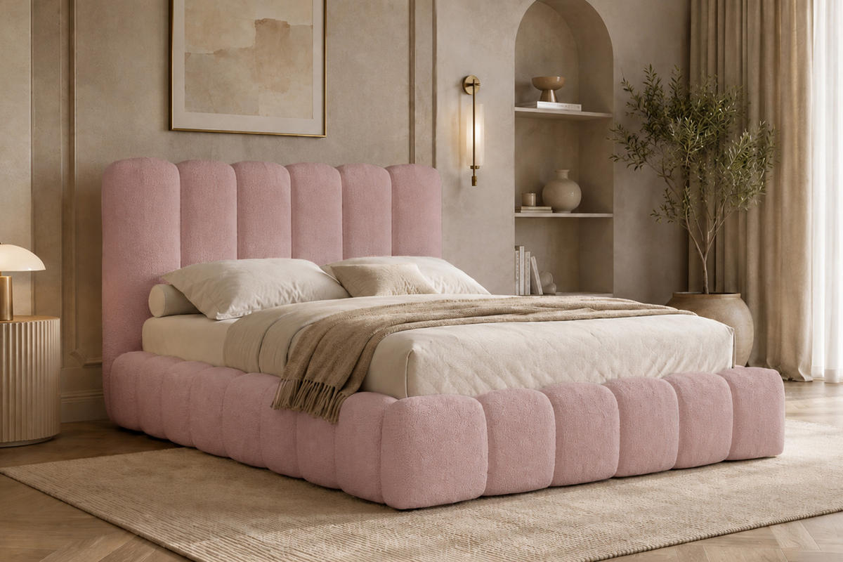 POLSTERBETT Mit Bettkasten, Chenille-Stoff Catch Me, Rosa, 160x200 cm, CANDE - Pink, Holz (160/200cm) - Kaiser Möbel