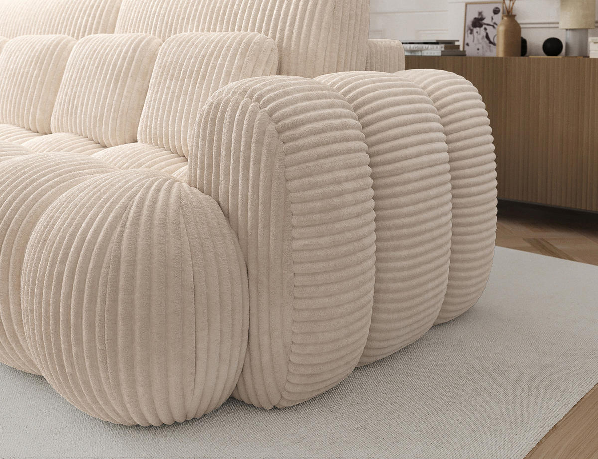 SOFA Elvento - Creme (Modullo 01) - Creme, Holzwerkstoff (256/105/119cm) - Möblo