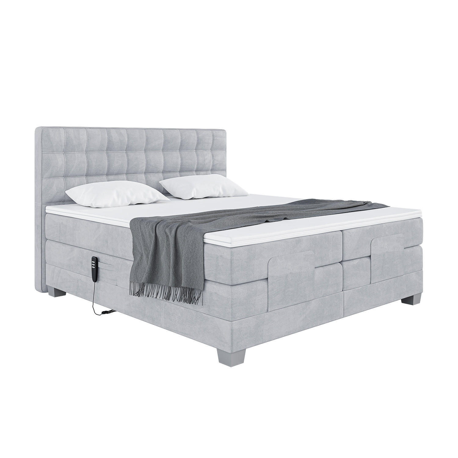 Meblini Boxspringbett Hellgrau 140x200 cm