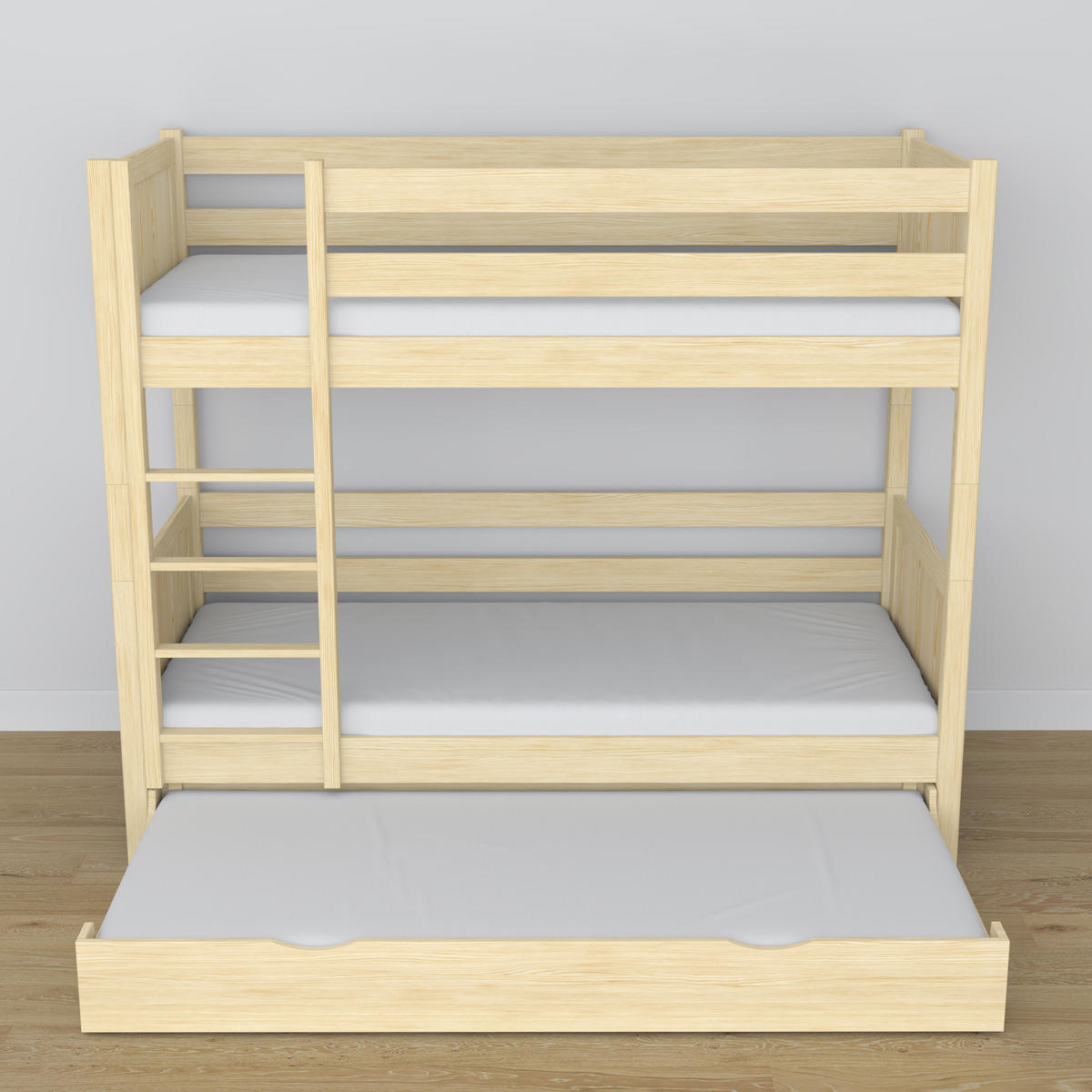 ETAGENBETT N02 mit Matratzenschublade Klare Kiefer 100/200 - Hellbraun/Braun, Naturmaterialien/Holz (100/200cm) - N-Wood