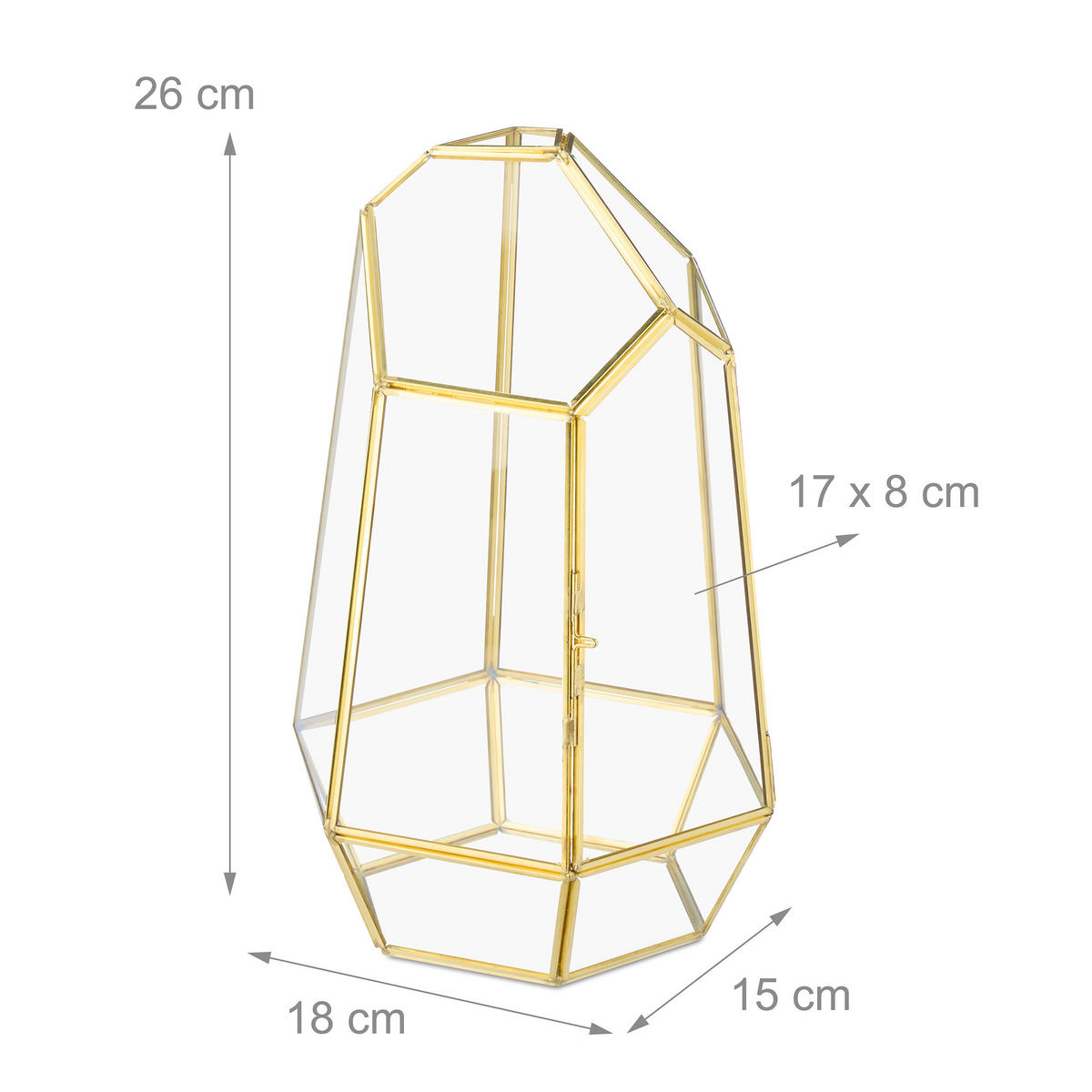 PFLANZENTERRARIUM - Transparent, Glas/Metall (18/26/15cm) - Relaxdays